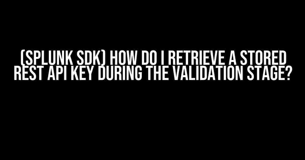 (Splunk SDK) How do I retrieve a stored REST API key during the validation stage?